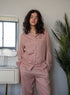 Women summer pajama set Rose buttoned shirt + Pants